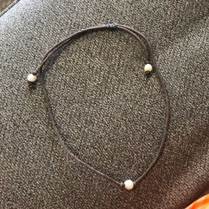 Leather and Pearl choker